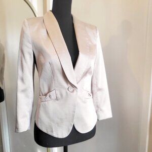 Womens Light Blush Satin Single-Button Blazer